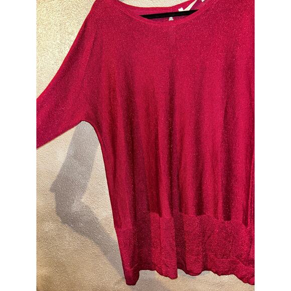 Soft Surroundings Red Metallic Cold Shoulder Sweater L NWT Holiday Festive - Picture 4 of 7